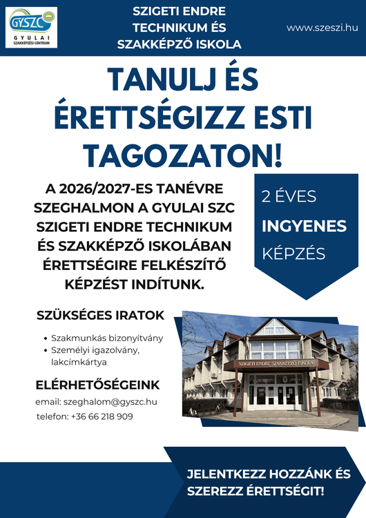 Tanulj és érettségizz esti tagozaton